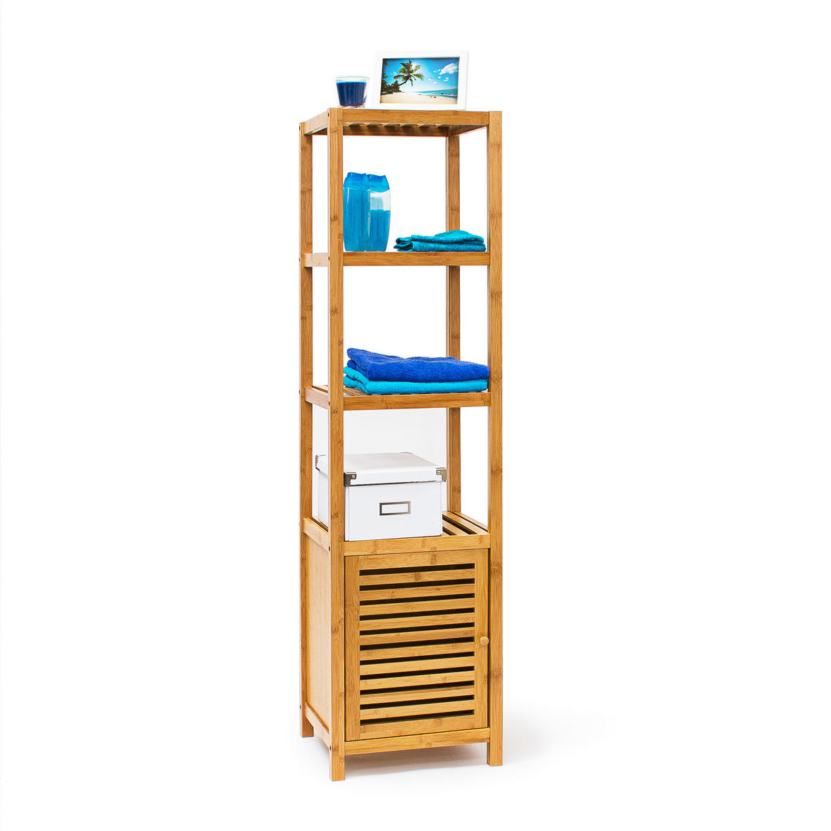 BADREGAL - Hellbraun, Holz (36.5/140/33cm) - Relaxdays
