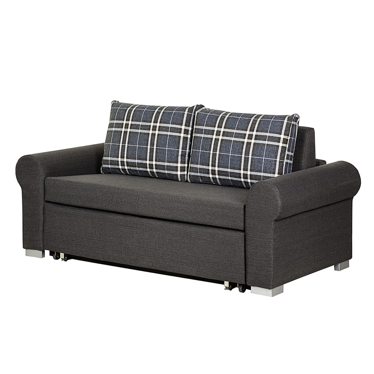 SCHLAFSOFA - Blau/Grau, Textil (184/90/90cm) - home24