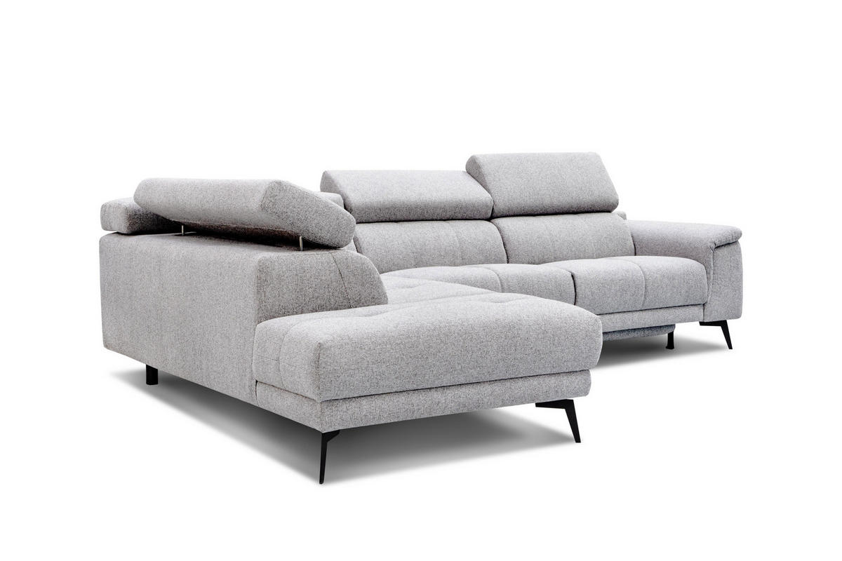 ECKSOFA FIERO 5-Sitzer mit 1 Relaxfunktion, hellgrau - Hellgrau, Holzwerkstoff/Textil (228/290cm) - Courtois Laville