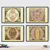 POSTER Set mit 4 alten astronomischen Karten A4 Rahmenlos - Klar, Papier (29.7/3cm) - Nacnic