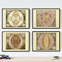 POSTER Set mit 4 alten astronomischen Karten A4 Rahmenlos - Klar, Papier (29.7/3cm) - Nacnic