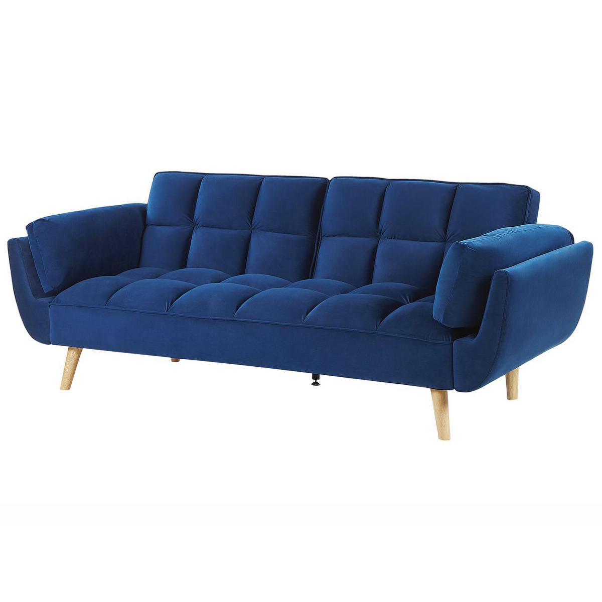 3-SITZER-SCHLAFSOFA Samtstoff Dunkelblau Asby - Hellblau, Textil (218/82/83cm) - Beliani