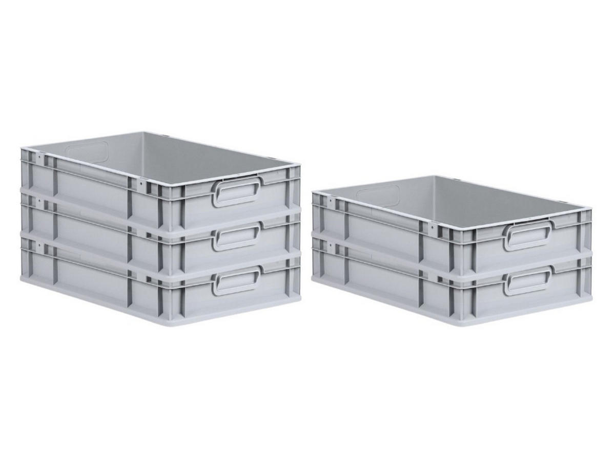 EUROBOX 5x Nextgen Economy Griffe Geschlossen 12x40x60cm 23 Liter - Grau, Kunststoff (40/12/60cm) - PROREGAL