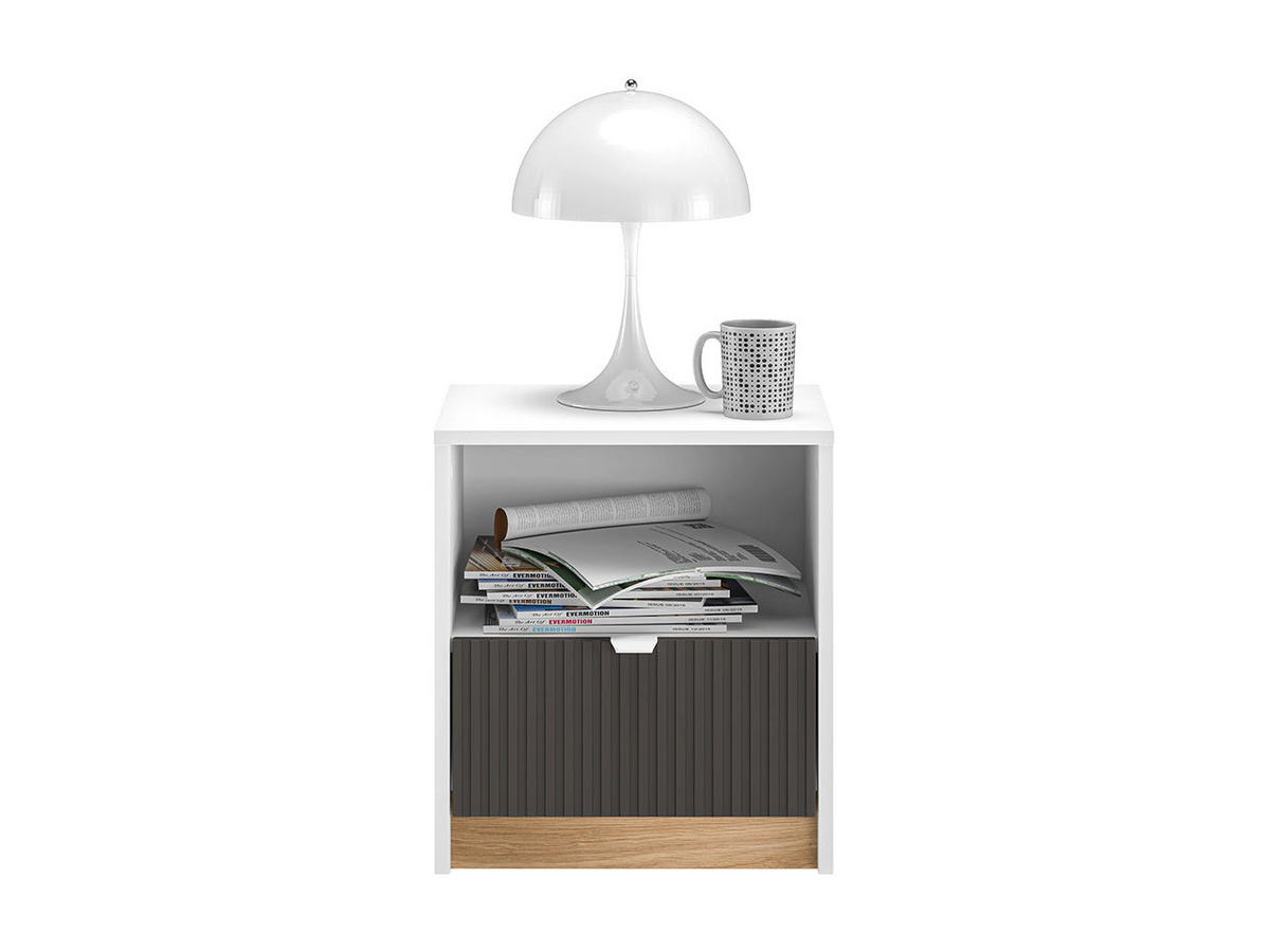 NACHTTISCH – 43 cm – Torino – Weiß - Weiß, Holzwerkstoff (43/48/34cm) - hi-markt