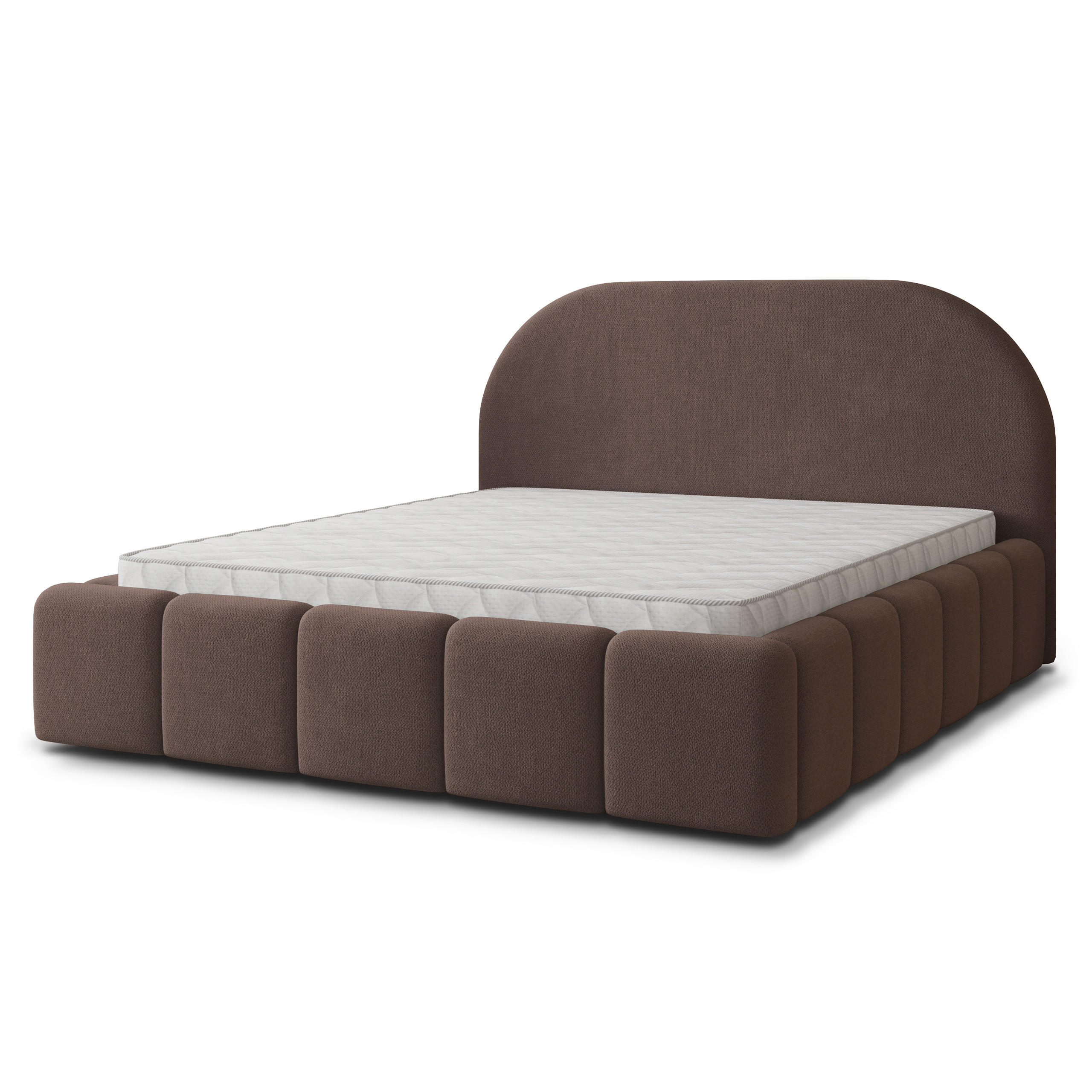 POLSTERBETT FLUSSO 140x200 cm mit Bettkästen - Braun - Braun, Holz (140/200cm) - MASSENO