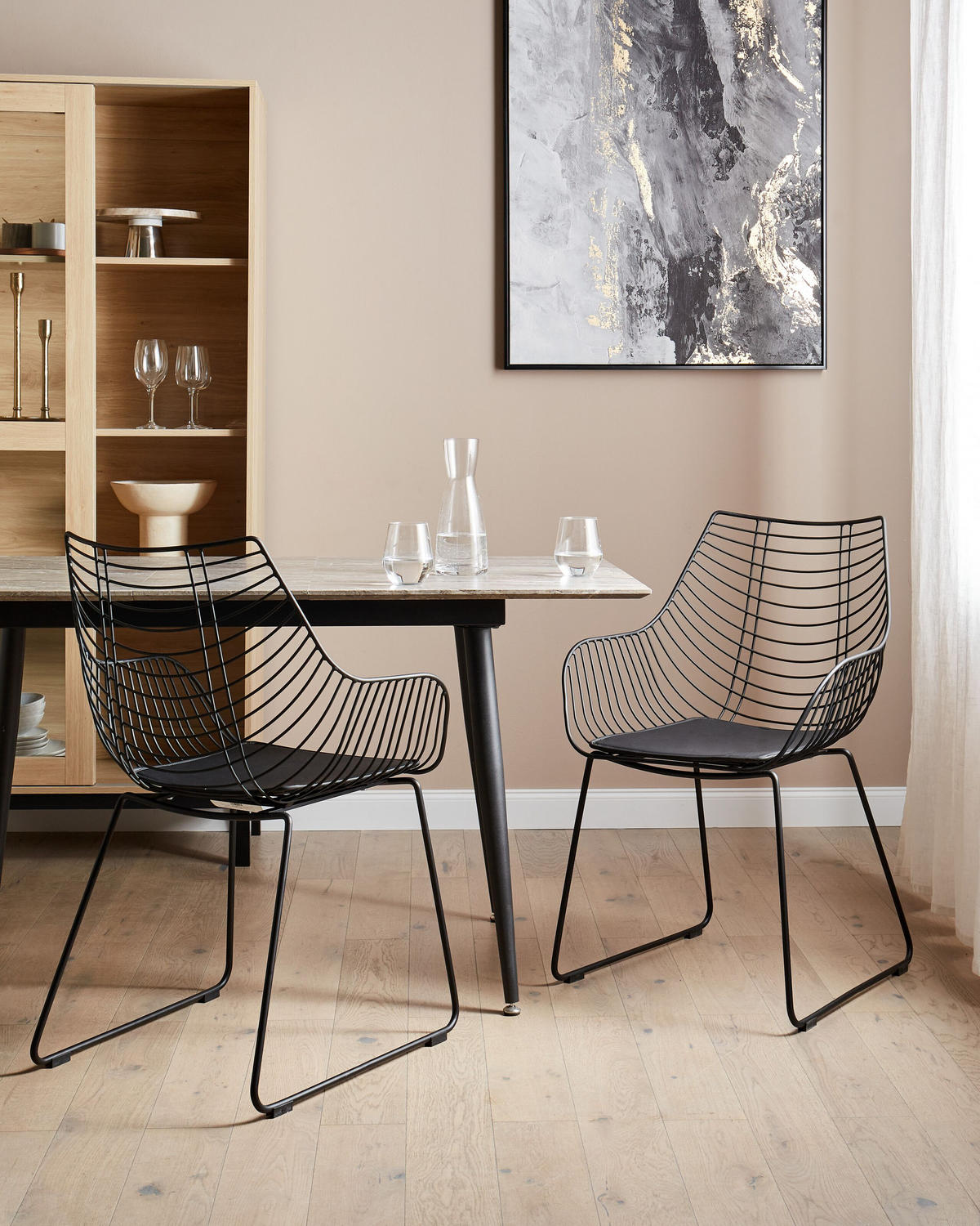 ESSZIMMERSTUHL 2er-Set Metall Schwarz Annapolis - Schwarz, Metall (57/86/56cm) - Beliani