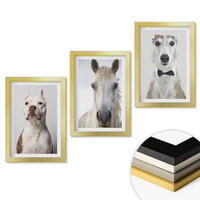 WANDBILDER 3er Set - 20x30 cm Goldrahmen - Elegante Porträts von Hunden und Pferden - Goldfarben, Kunststoff (20/30cm) - ArtPrintCave