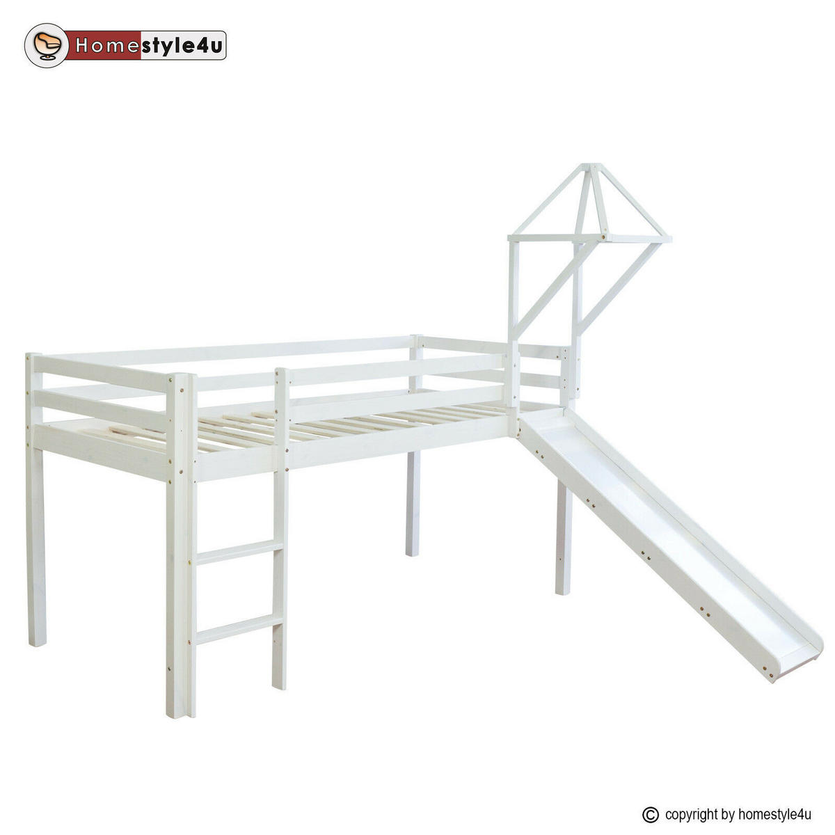 HOCHBETT mit Rutsche 90/200 cm Blau - Blau/Weiß, Holz - Homestyle4u