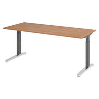 SCHREIBTISCH Serie-XB 80/180/74 cm in Nussbaumfarben/Graphitfarben/Alu poliert - Nussbaumfarben/Graphitfarben, Holzwerkstoff (80/180/74cm) - bümö