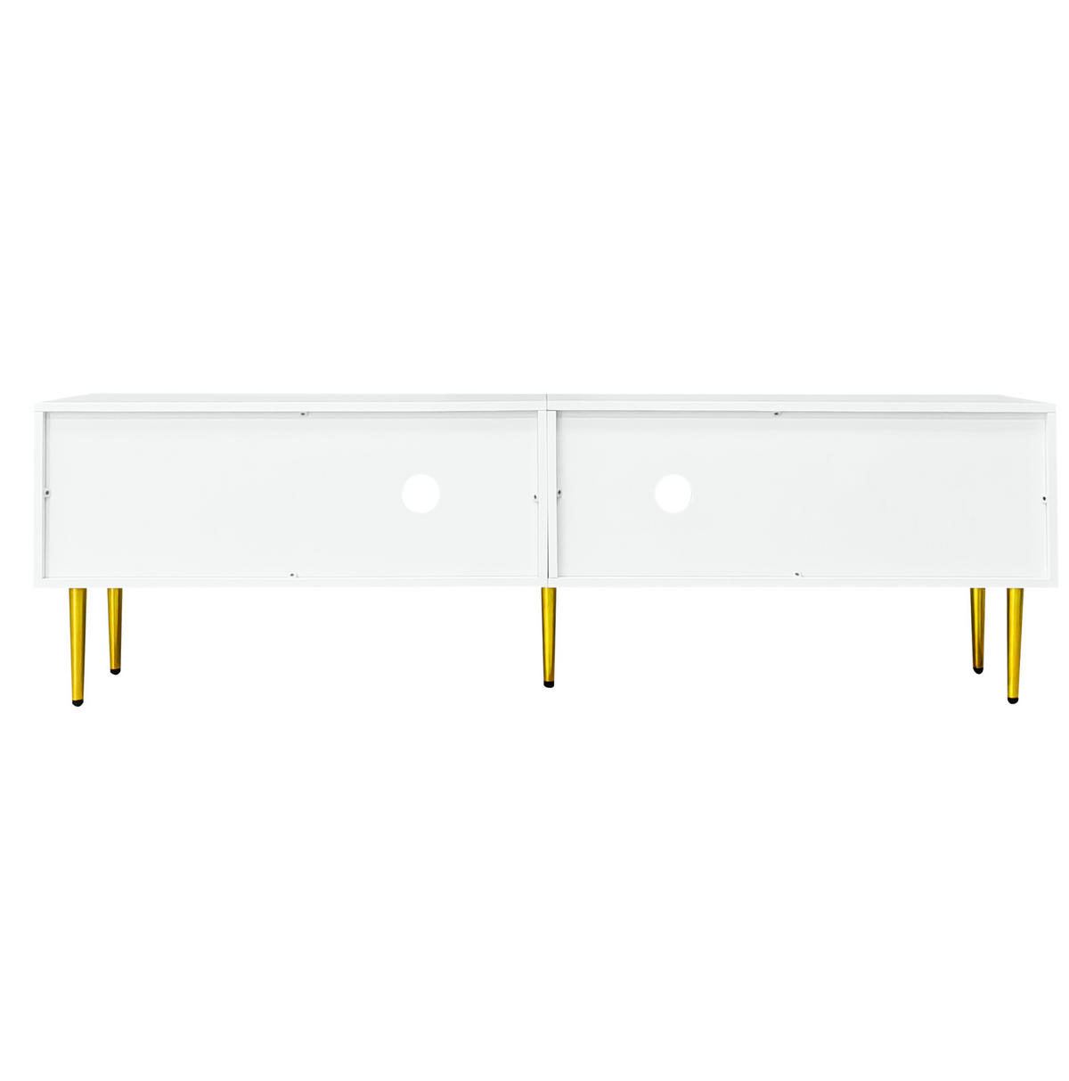 TV ormarić 170/35/50 cm bijeli od iverice sa staklenim vratima i otvorima za kabele - bijela, drvni materijal (140/38/38cm) - OKWISH