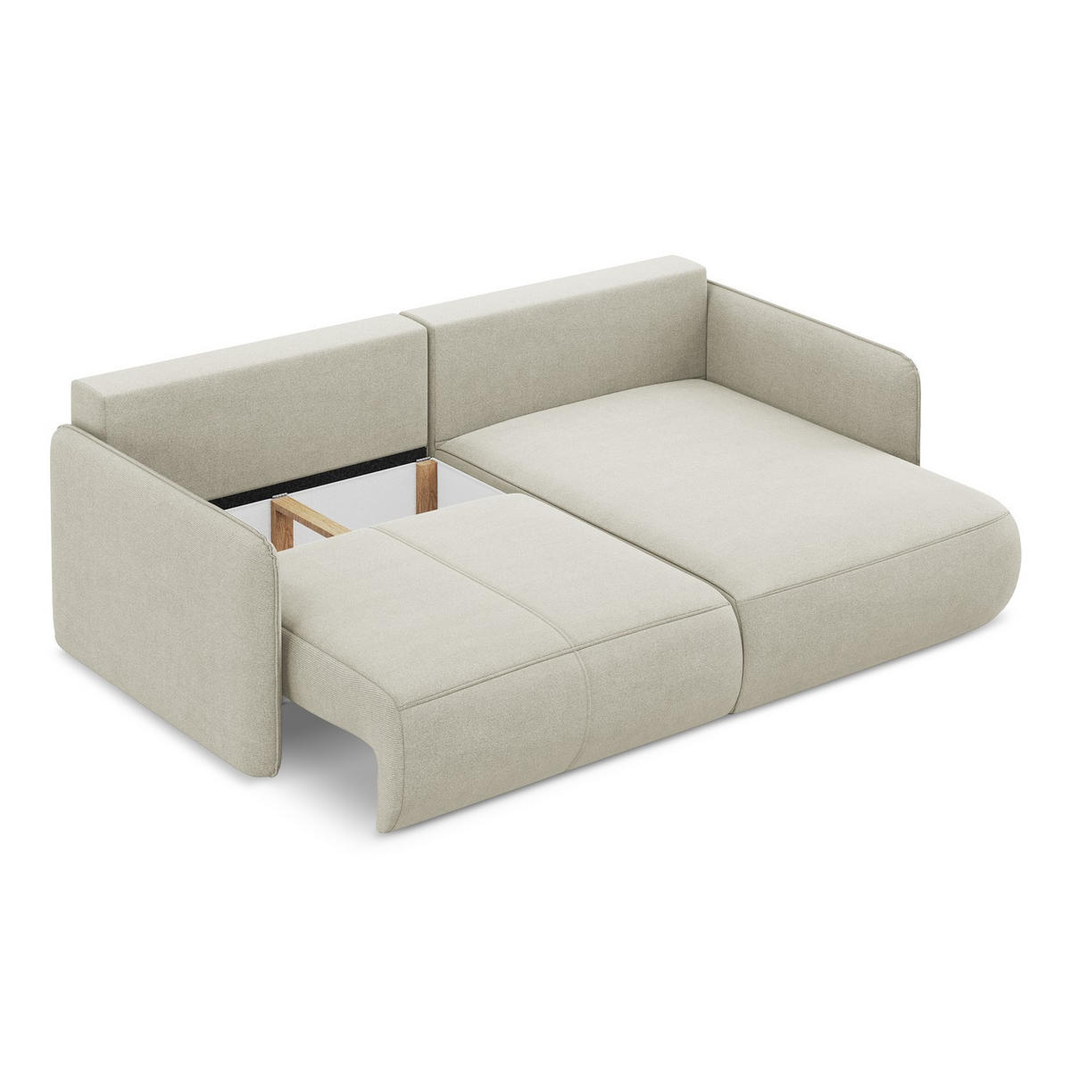 ECKSOFA mit Schlaffunktion Strukturstoff Stoff Beige - Beige/Creme, Kunststoff/Textil (207/148cm) - LaMiaSofa