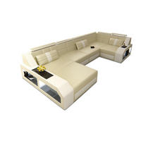 WOHNLANDSCHAFT Arezzo U - Beige/Weiß, Leder (380/86/197cm) - Sofa Dreams