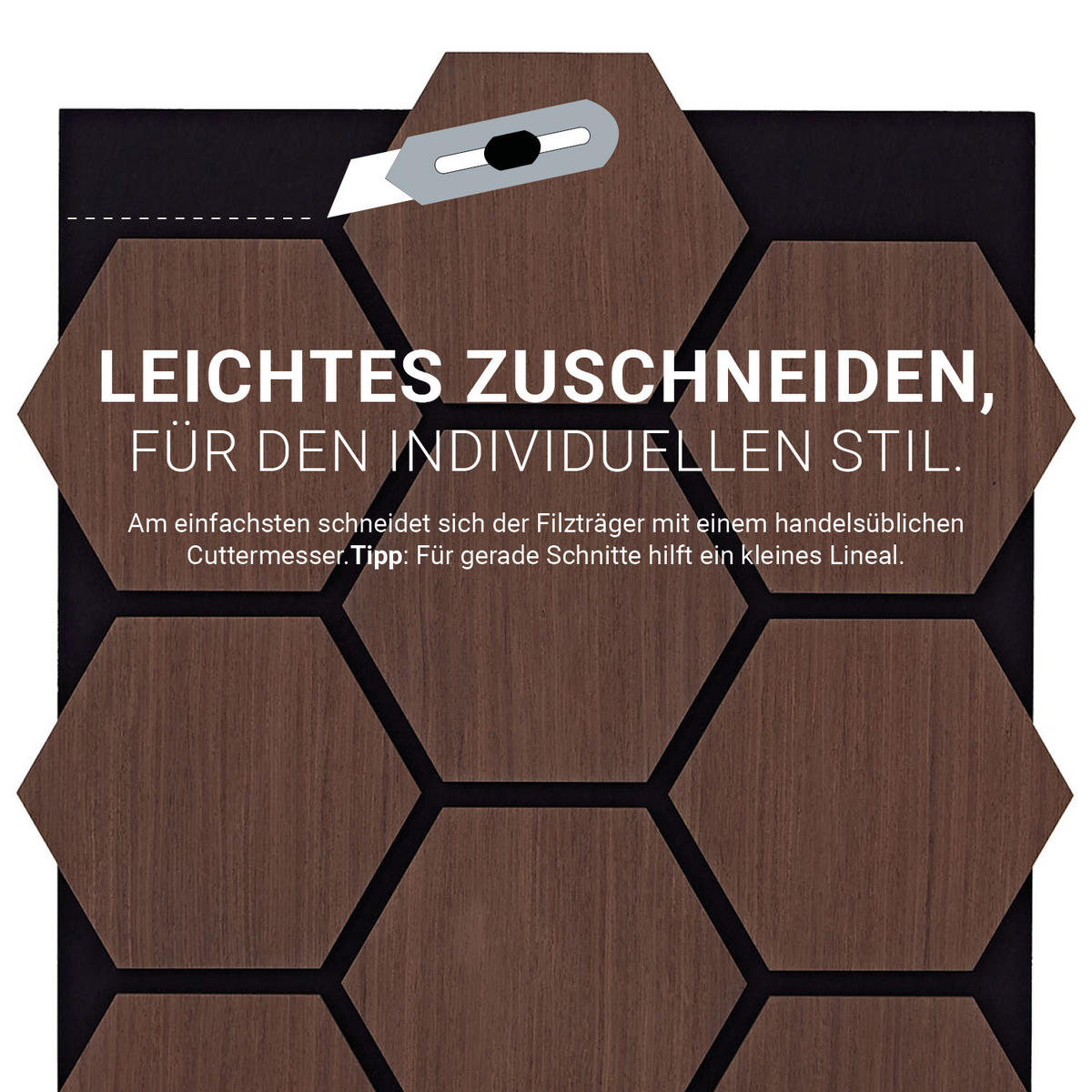 AKUSTIKPANEEL Hexagon Braun 8 Stück - Braun, Holz (62/76/2cm) - Homestyle4u