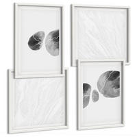 BILDER SET 4er Set - 50x50 cm & 40x60 cm Weißer Rahmen - Abstrakte Kunst, Farbspritzer - Weiß, Kunststoff (50/50cm) - TULUP