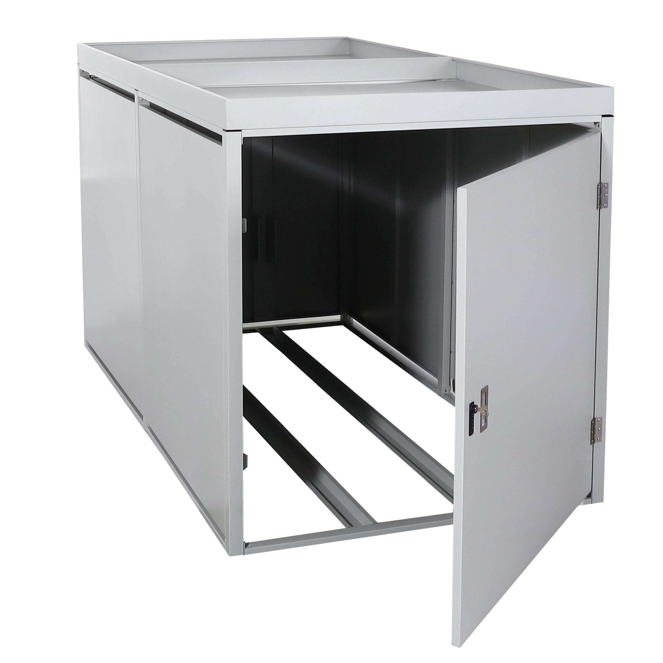 2ER-FAHRRADGARAGE PFLANZKASTEN L56B Hellgrau - Hellgrau, Metall (113/123/208cm) - MCW