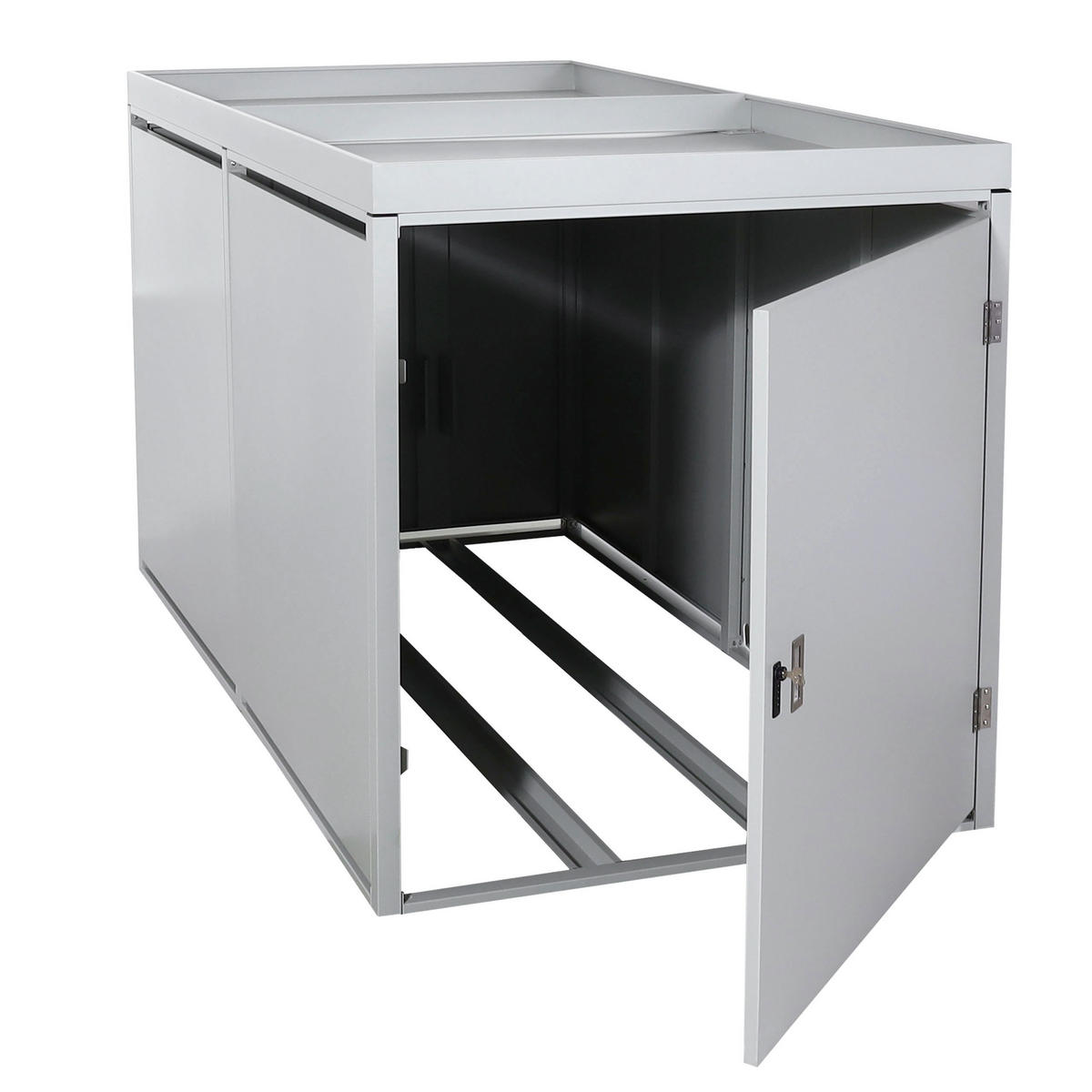 2ER-FAHRRADGARAGE PFLANZKASTEN L56B Hellgrau - Hellgrau, Metall (113/123/208cm) - MCW