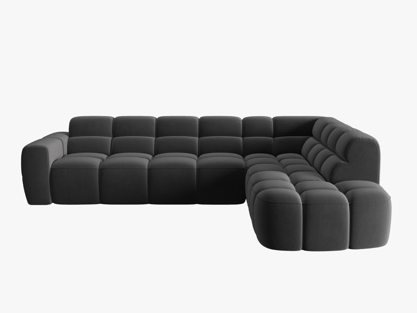 ECKSOFA rechts Lisa aus Samt dunkelgrau 5 Sitzplätze - Dunkelgrau, Textil (234/293cm) - Micadoni