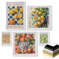 WANDBILDER 5er-Set - 50x50 cm & 20x30 cm & 40x60 cm Weißer Rahmen - Zitronenbäume im Topf - Weiß, Kunststoff (40/60cm) - ArtPrintCave