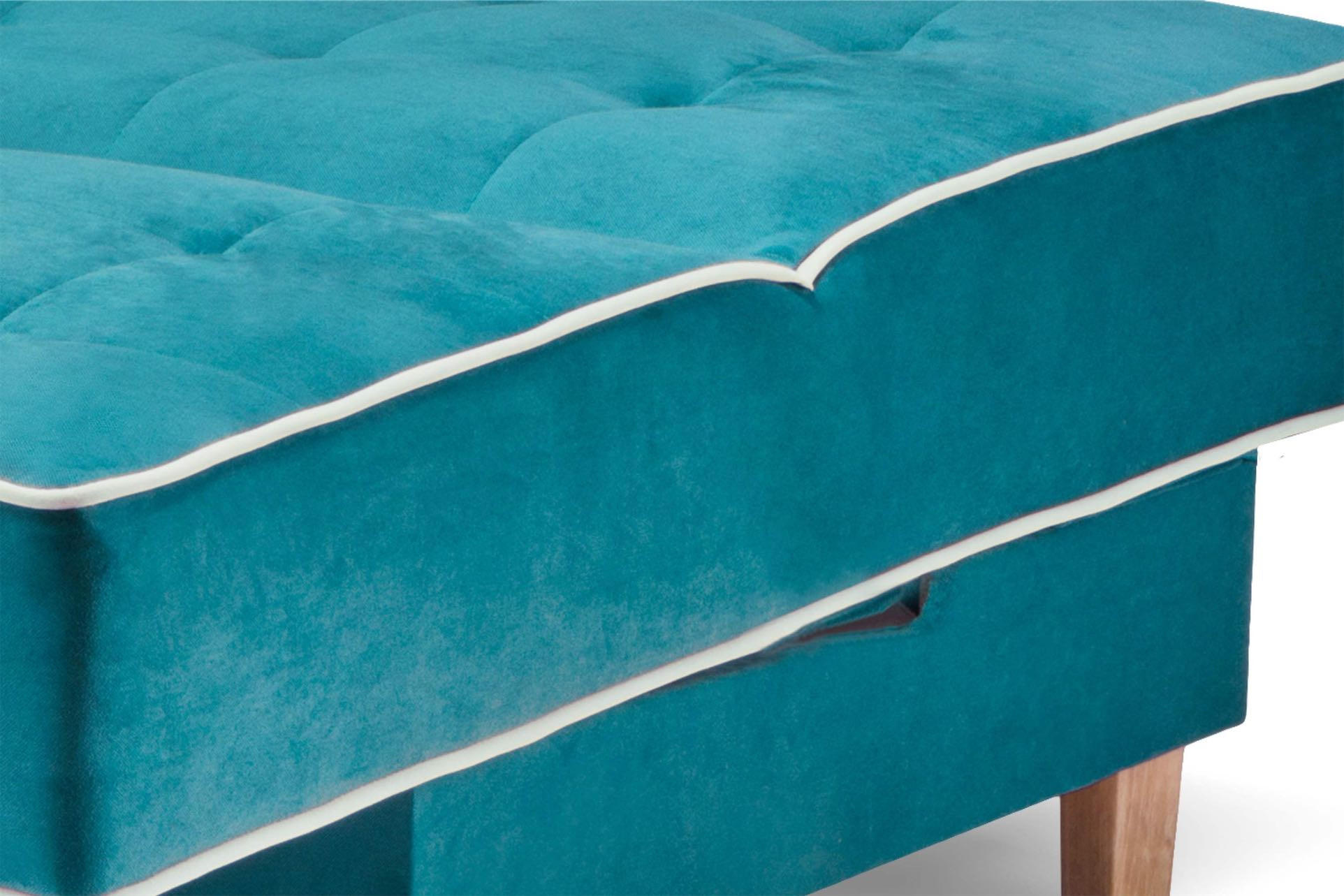 Thumbnail - Konsimo® 3-Sitzer-Schlafsofa, Türkis, Ecru, Textil, Rechteckig, 197x94x93 cm, Hergestellt in Europa, Wohnzimmer, Sofas &...