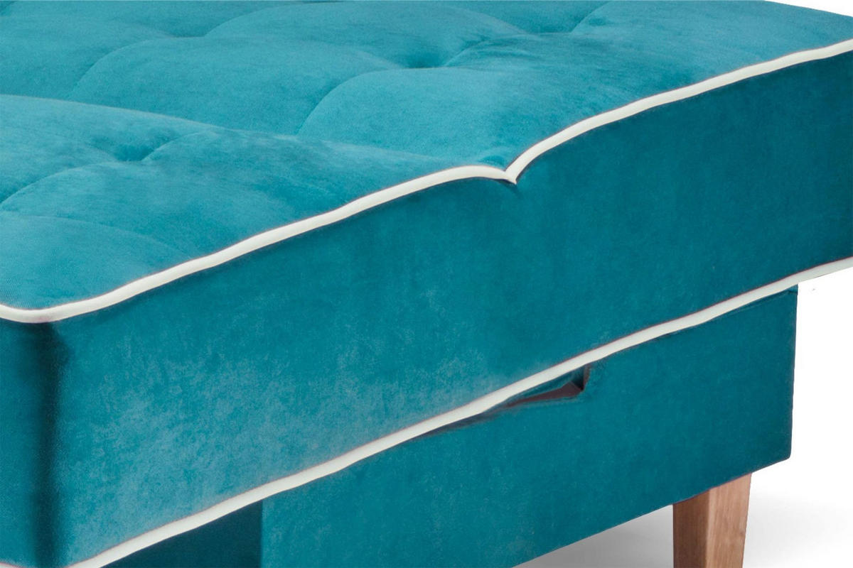3-SITZER-SCHLAFSOFA DOZER Velours, türkis/ecru - Türkis/Ecru, Textil (197/94/93cm) - KONSIMO®