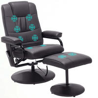MASSAGESESSEL mit Hocker, Relaxsessel mit Liegefunktion, Massagefunktion, Braun - Schwarz/Braun, Leder/Kunststoff (84/95/77cm) - HOMCOM