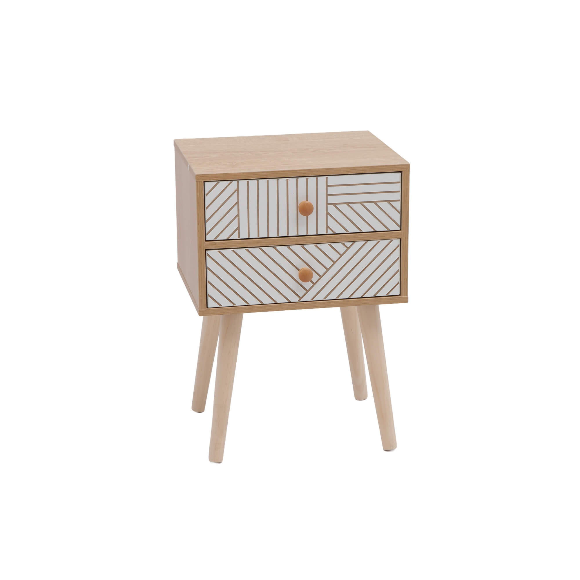 NACHTTISCH 2 Schubladen Braun Weiß 35/29/50,5 - Braun, Holz (35/51/29cm) - Mobili Rebecca