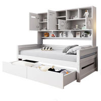KREVET 90/200 cm s multifunkcionalnim spremištem, 2 velikim ladicama i letvičastim podnicama, Bijela - bijela, drvni materijal (90/200cm) - Redom