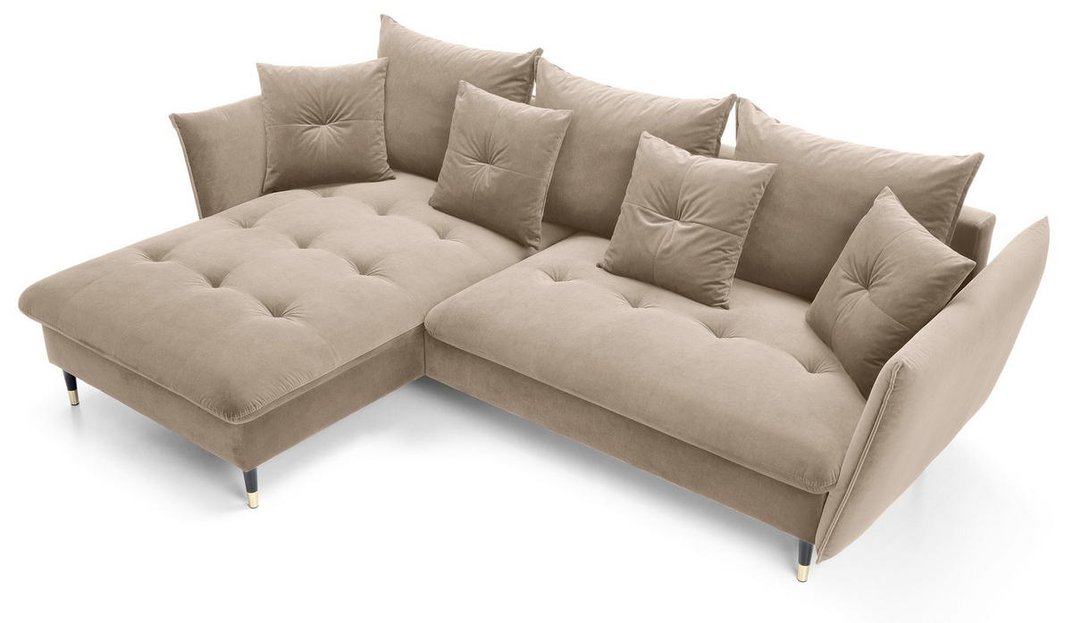 ECKSOFA 260 cm Sagir mit Schalffunktion, Bettkasten, Links - Braun - Schwarz/Braun, Holz (167/258cm) - Emporius