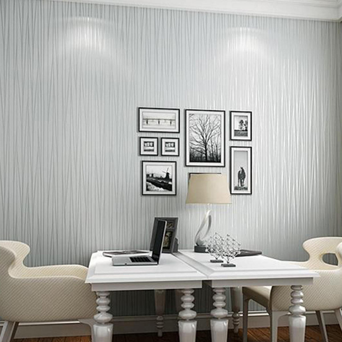 VLIESTAPETE mit silbernen Seidenstreifen Silbergrau Ästhetisches Design Einfache Anbringung 5m²/950 x 53 cm - Silberfarben, Naturmaterialien (950/1cm) - Livingandhome