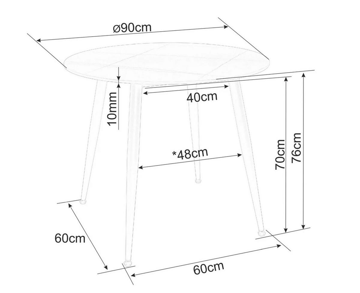 ESSTISCH Rion Marmor Schwarz 90 / 90 / 76cm - Schwarz, Holz/Keramik (90/90/76cm) - Feldmann-Wohnen