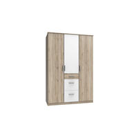 KLEIDERSCHRANK Joker in Eiche San Remo Weiß - Drehtürenschrank 3 türig - Braun, Holzwerkstoff (135/199cm)