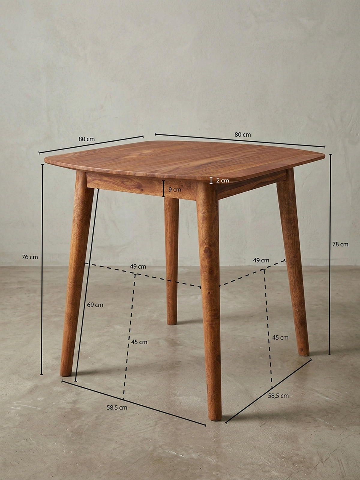 ESSZIMMERTISCH – Massivholz Braun 80x80 cm Landhausstil robust - Braun, Holz (80/80/78cm) - KADIMA DESIGN