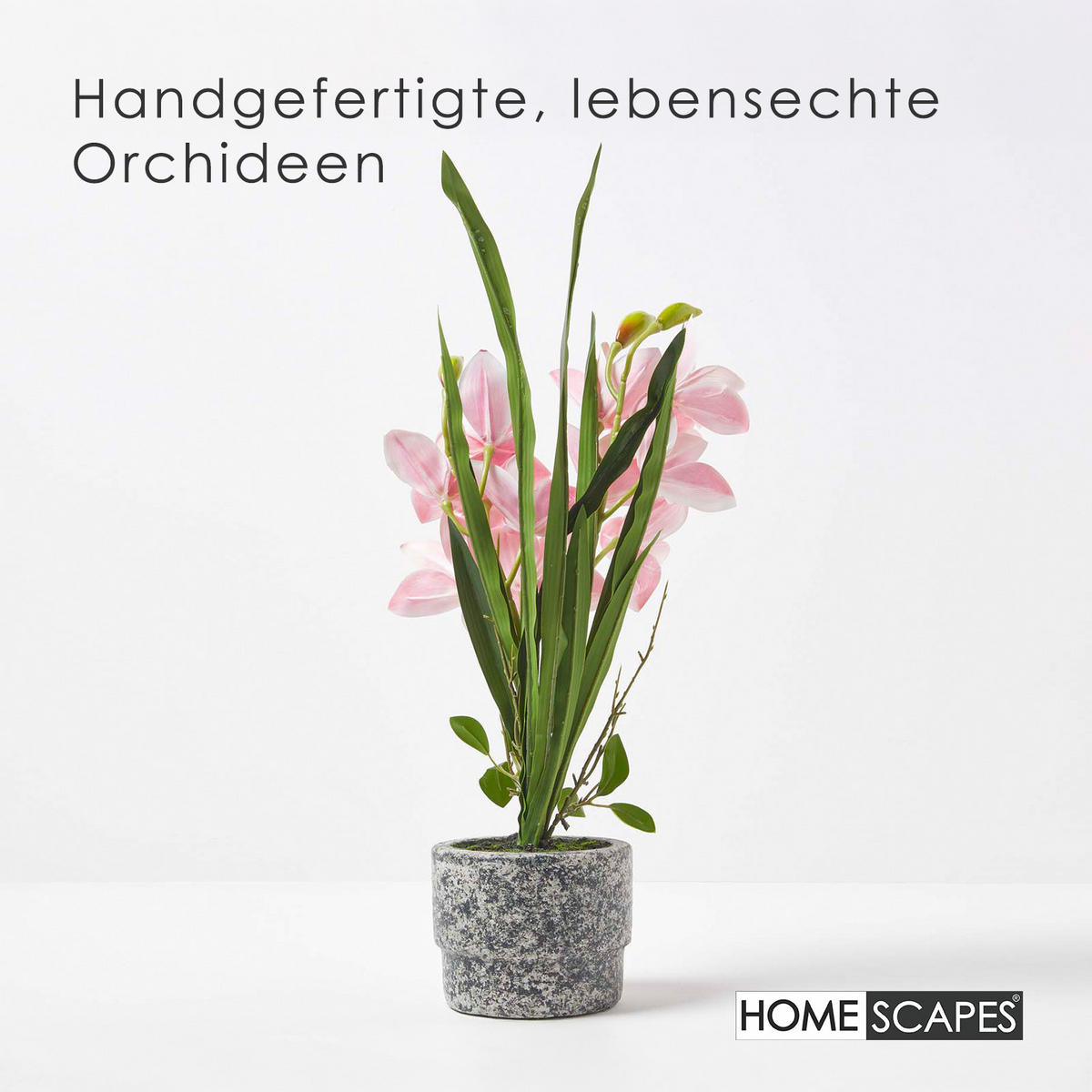 KUNSTBLUME Orchidee rosa im Deko-Topf, 58 cm - Rosa, Kunststoff (58cm) - Homescapes