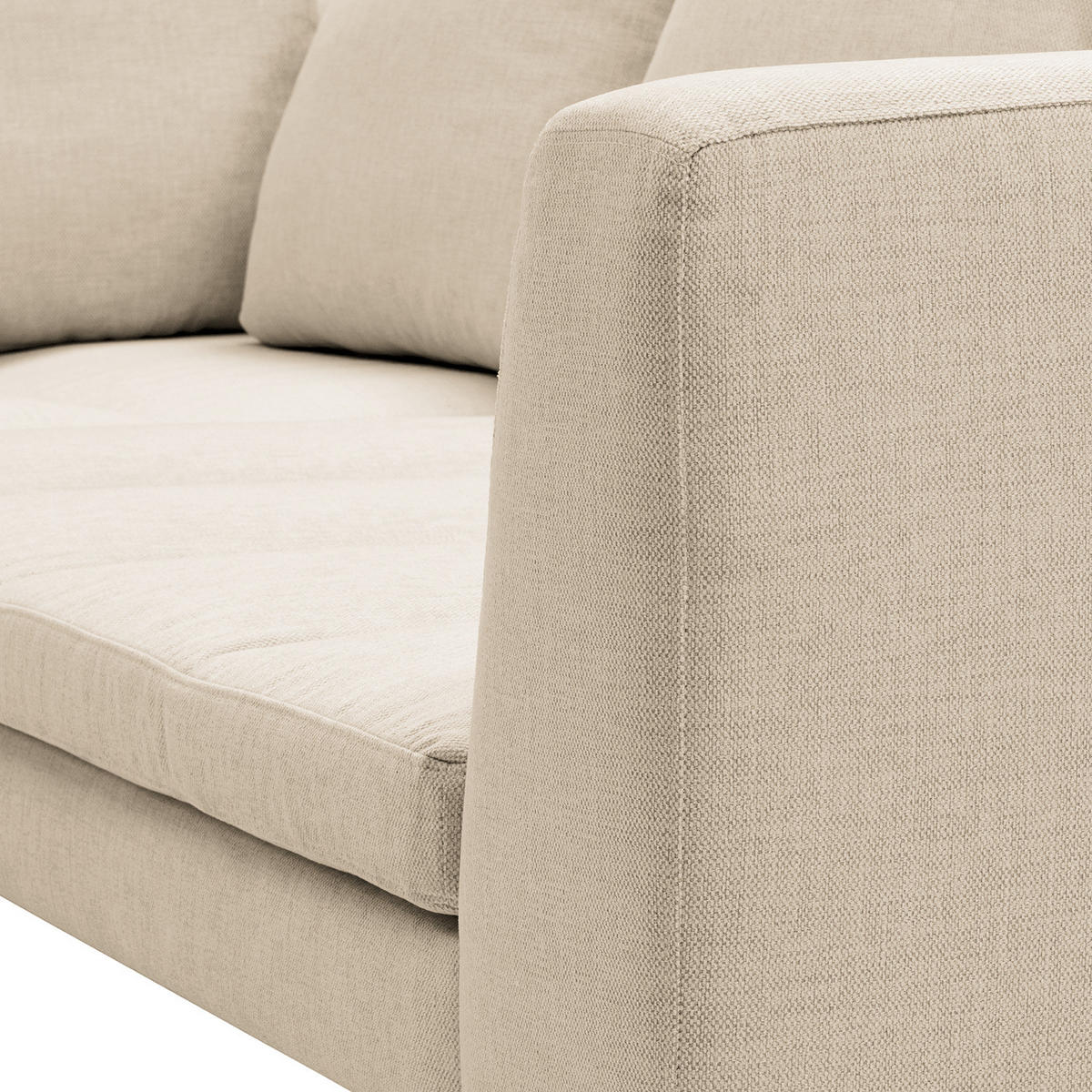 ECKSOFA mit Ottomane - Chromfarben/Beige, Textil/Metall (319/230cm) - home24