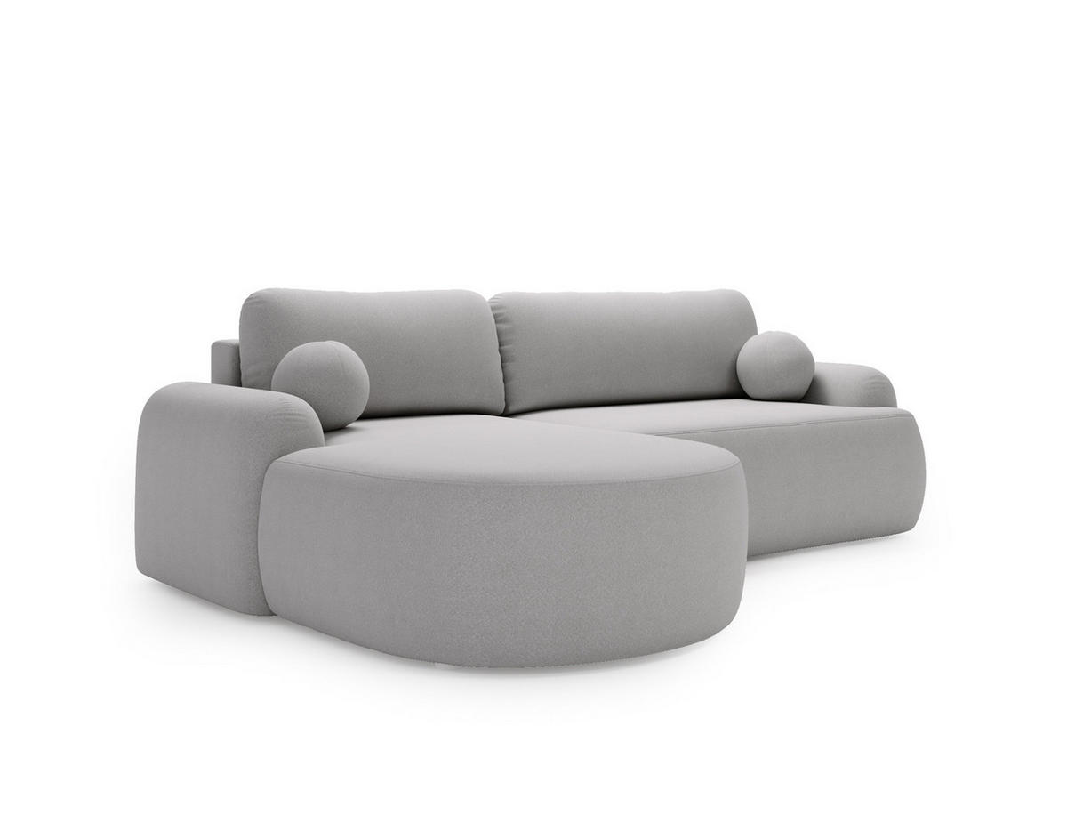 ECKSOFA DION HELLGRAU L - Links - Hellgrau, Textil (261/177cm) - Luxkor24