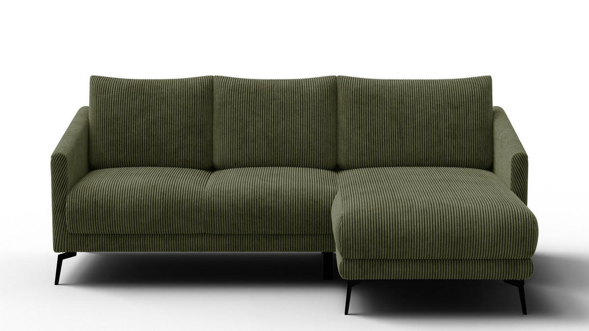 ECKSOFA VILT 3-Sitzer, olive - Schwarz/Olivgrün, Holzwerkstoff/Textil (221/156cm) - Courtois Laville