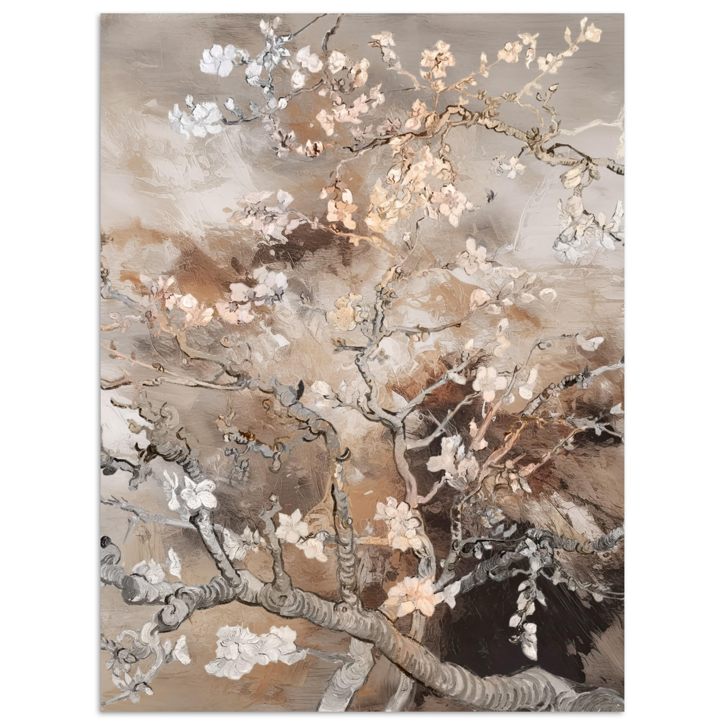 POSTER Mandelblüte - Kunst - Van Gogh - Beige - Abstrakt 30x40 cm - Braun, Papier (30/40/0.1cm) - MuchoWow