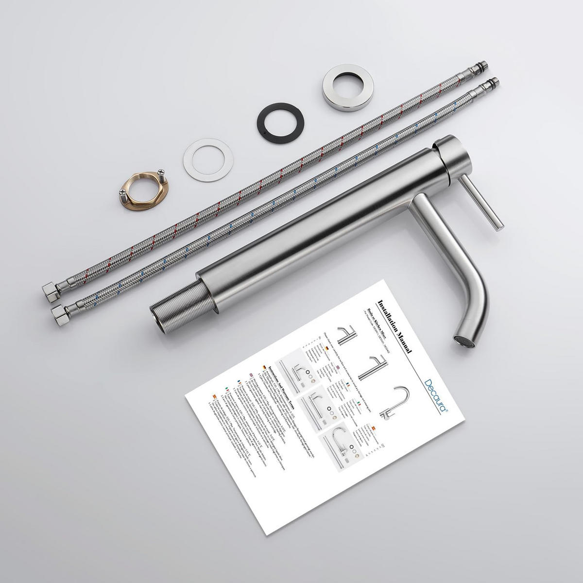 BADARMATUR mit 60 cm Schlauch, 305 x 145 mm, silber - Silberfarben, Metall (38/5/18cm) - Vallsero