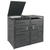 MÜLLTONNENBOX XL 2er 116x141x98cm erweiterbar Anthrazit - Anthrazit, Metall (141/116/98cm) - PROREGAL