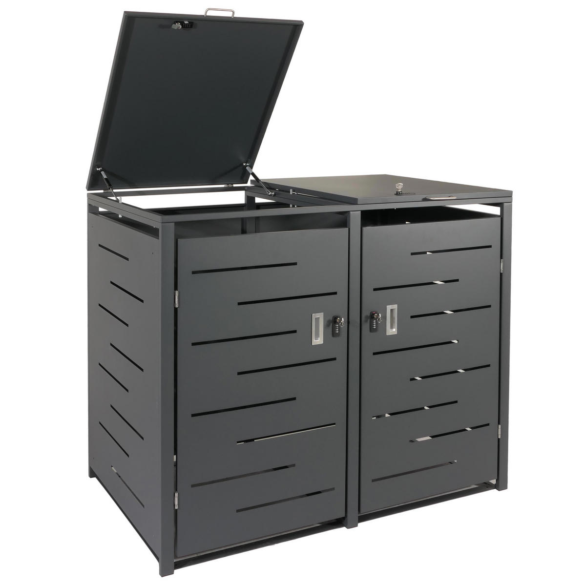 MÜLLTONNENBOX XL 2er 116x141x98cm erweiterbar Anthrazit - Anthrazit, Metall (141/116/98cm) - PROREGAL