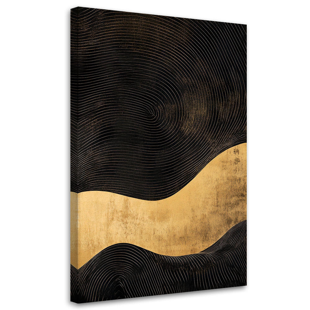LEINWANDBILD Abstraktion Goldene Welle Glamour 80x120cm - Schwarz, Textil (80/120cm) - Feeby