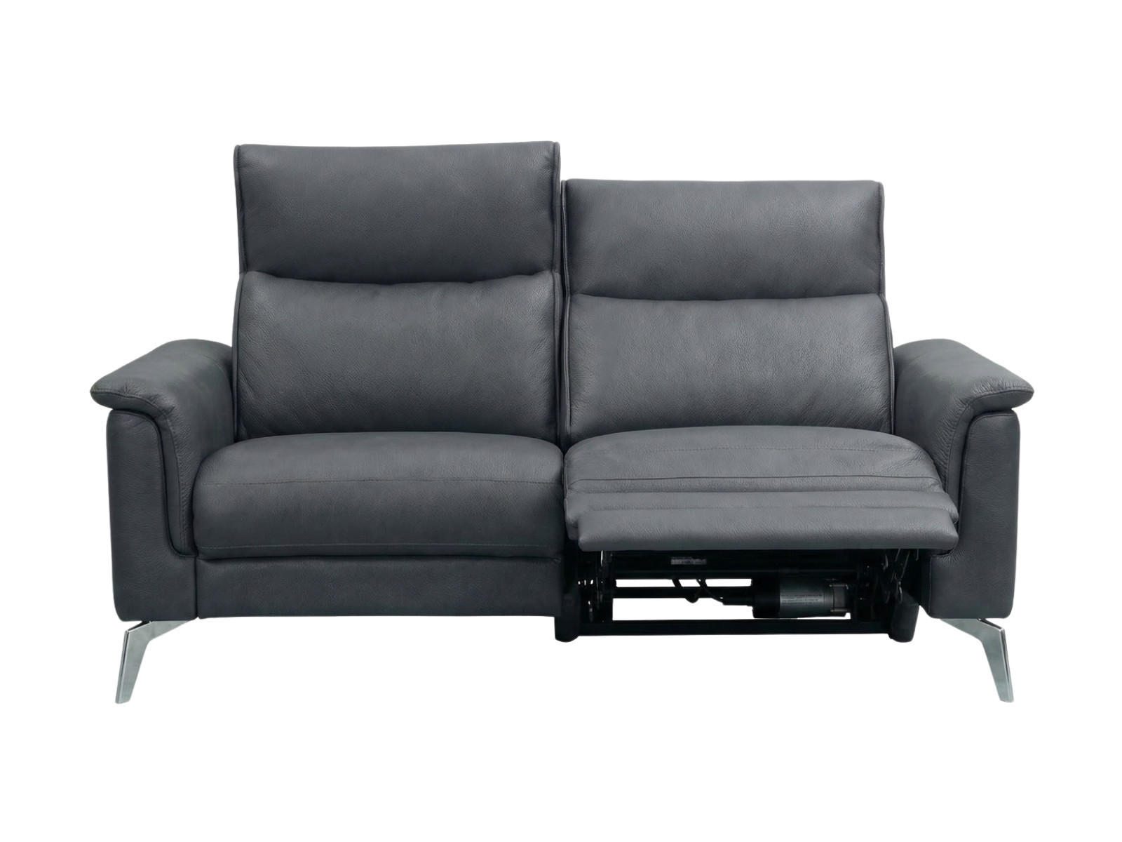 2-SITZER Sofa Borea Echtleder mit 1 x Relaxfunktion Anthrazit - Anthrazit, Leder/Metall (176/102/98cm)