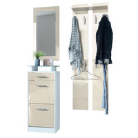 GARDEROBE Loret Front in Creme Hochglanz - Creme, Holzwerkstoff (140/200/23cm) - Vladon