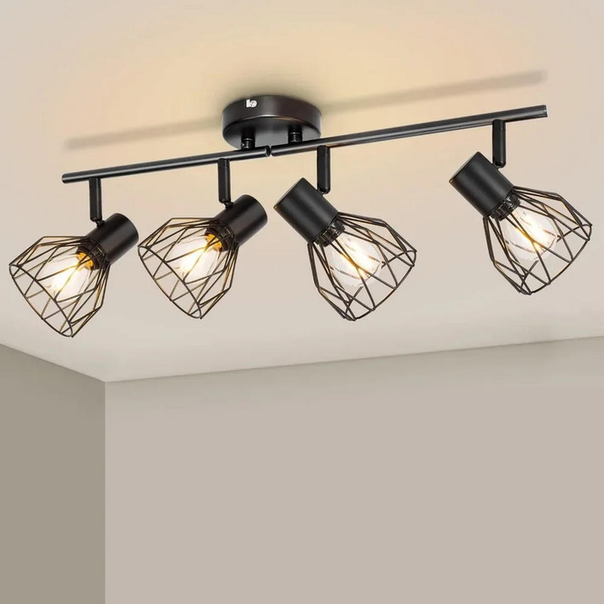 LED-DECKENSTRAHLER E14 Schwarz 350° Schwenkbar - Schwarz, Kunststoff (70/11/19cm) - Coonoor