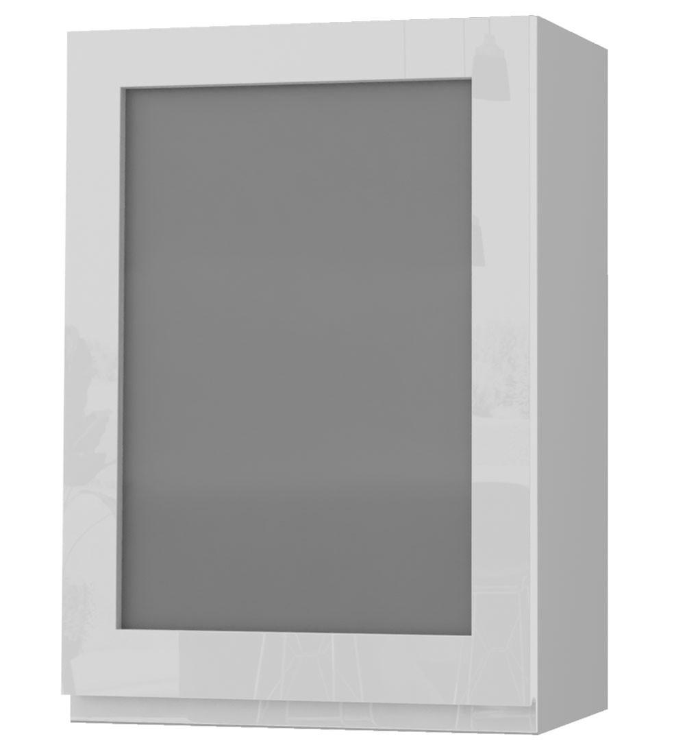 HÄNGESCHRANK Florence W2S/50 Grau / RAL 9003 signalweiß HG 50 / 32,5 / 72cm - Türanschlag rechts - Weiß Hochglanz/Grau, Holz/Holzwerkstoff (50/72/32.5cm) - Feldmann-Wohnen