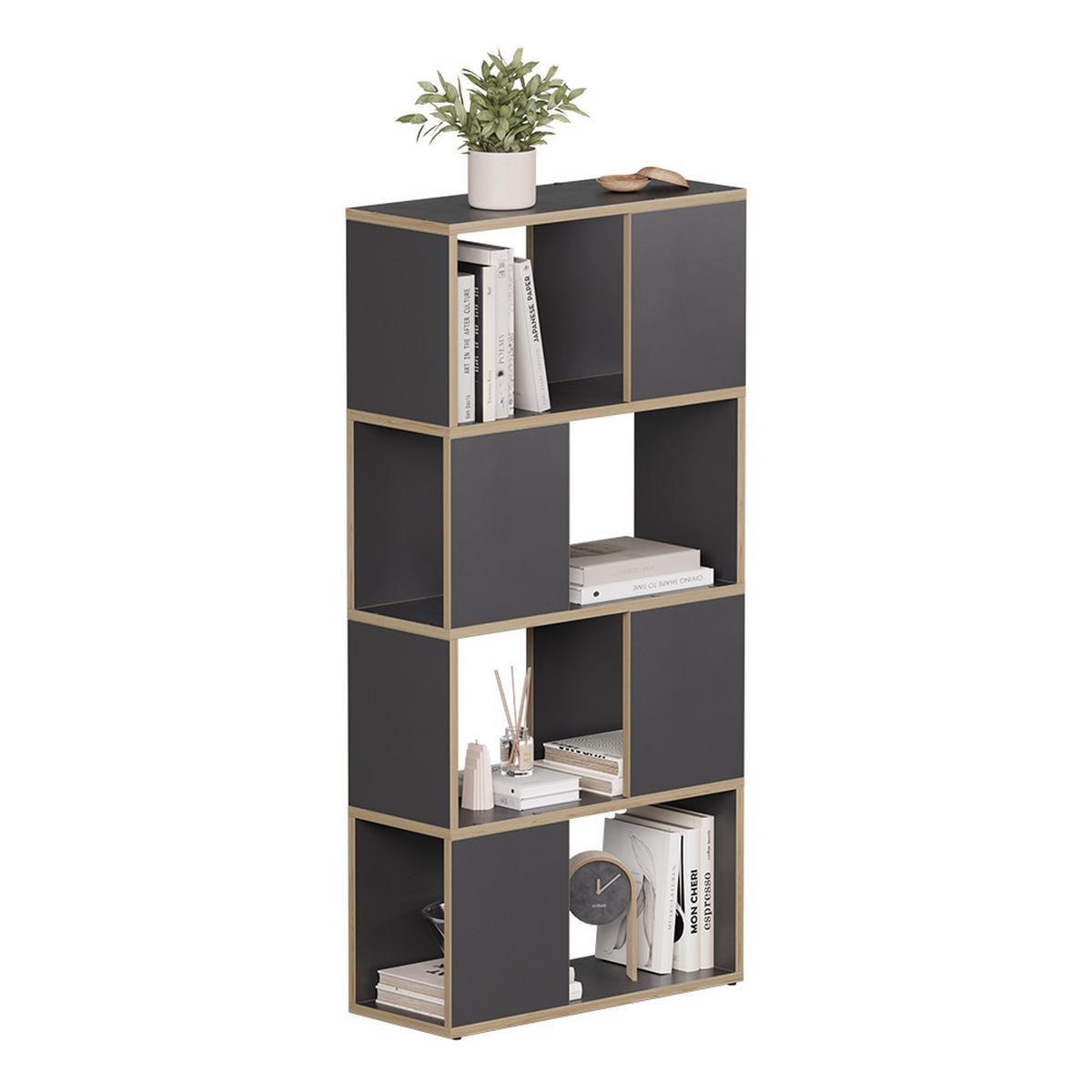 RAUMTEILER Eneos Anthrazit/Eiche 60 x 124.5 cm - Eichefarben/Anthrazit, Holzwerkstoff (60/124.5/24cm) - Vicco