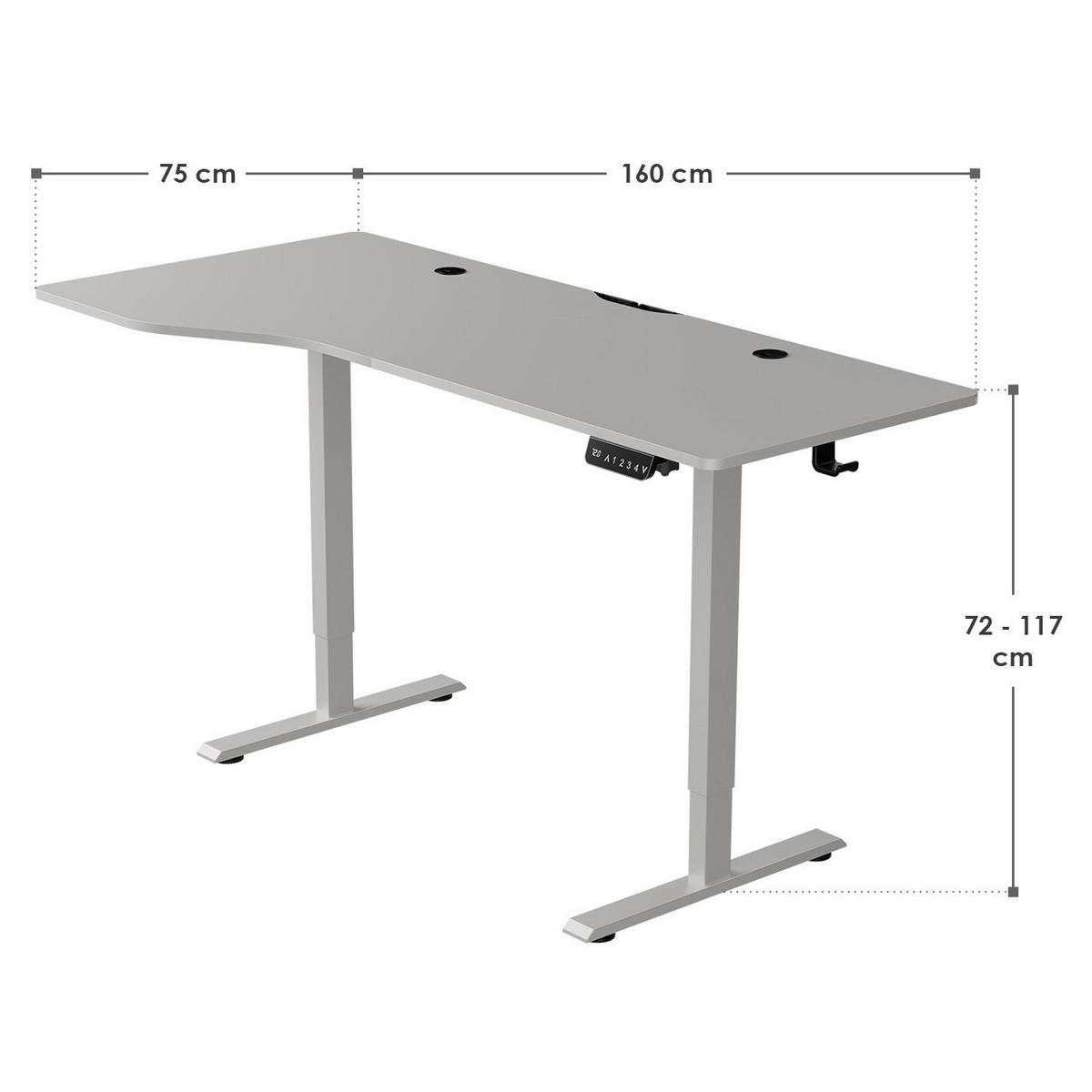 SCHREIBTISCH Office Stand weiß 160x75 cm höhenverstellbar - Weiß, Holz (60/160/117cm) - Juskys