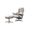 RELAXSESSEL MIT HOCKER MODO Hellgrau Leder - Silberfarben/Hellgrau, Leder/Metall (81/98/90cm) - KAWOLA