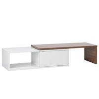 TV-MÖBEL Weiß, Dunkelbraun YONKERS 40/110-159/32 cm - Weiß, Holzwerkstoff (110/32/40cm) - Beliani