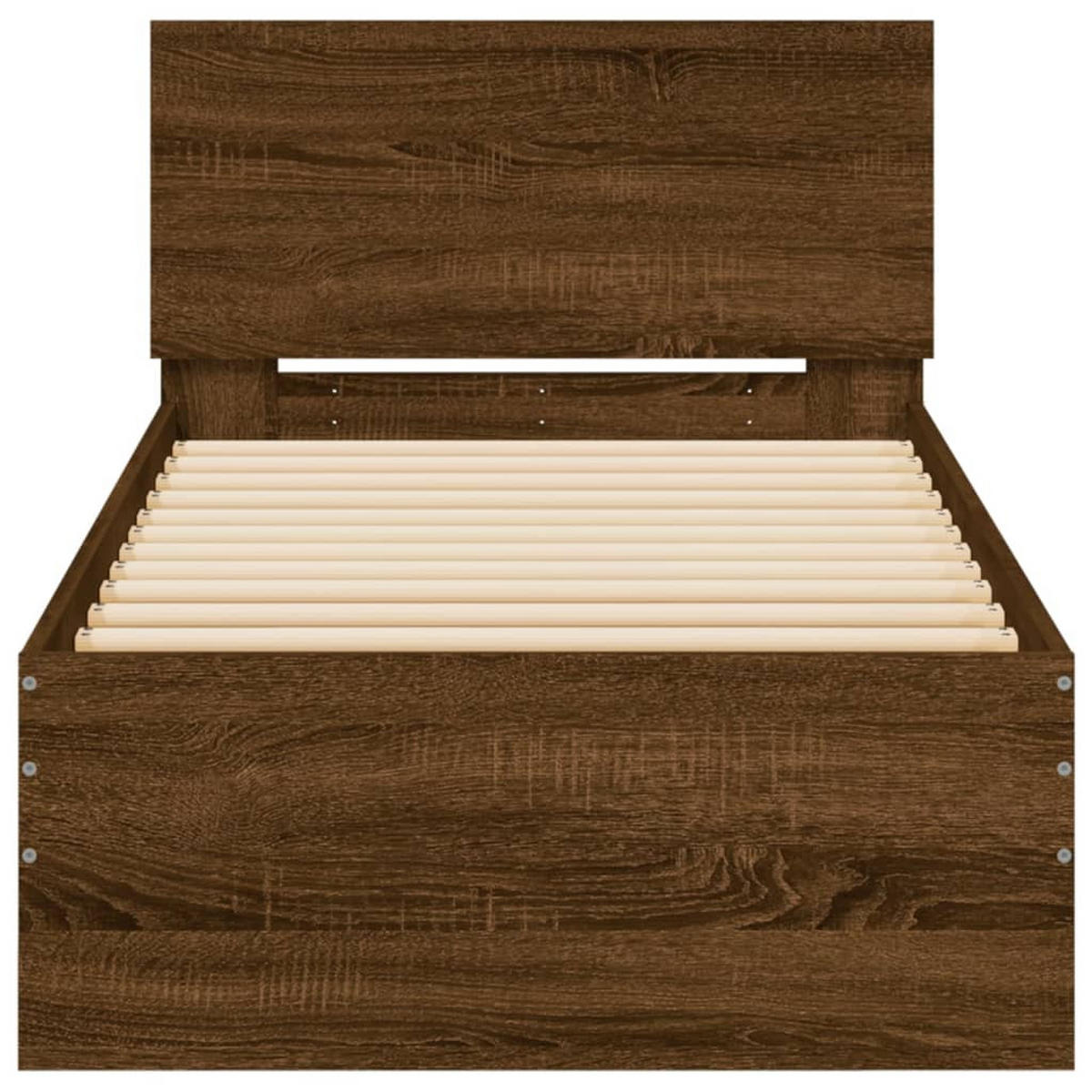 BETTGESTELL Ohne Matratze Mit Kopfteil Braun Eiche 90/200 Cm - Braun, Holzwerkstoff (90/200cm) - vidaXL